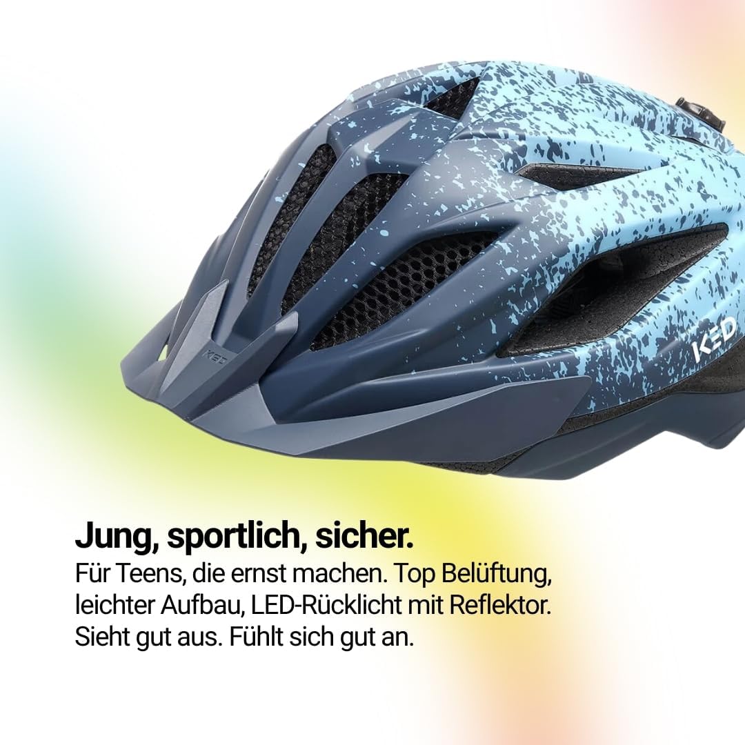 KED Street Jr. Pro Kinder Fahrrad Helm matt blau 2023 S (49-55cm), S (49-55cm)