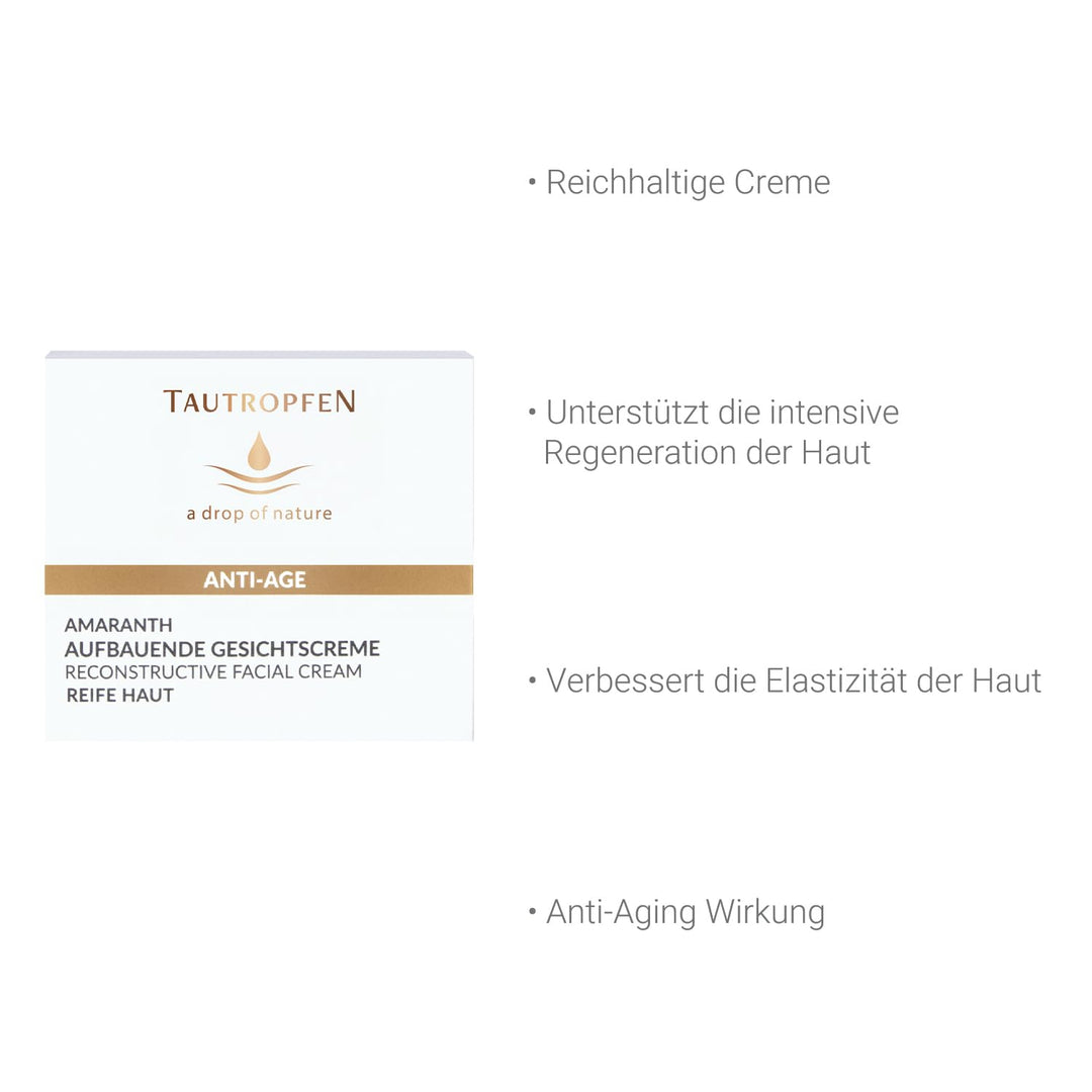 TAUTROPFEN Naturkosmetik, Amaranth Anti Age, Aufbauende Gesichtscreme für anspruchsvolle Haut, 50 ml