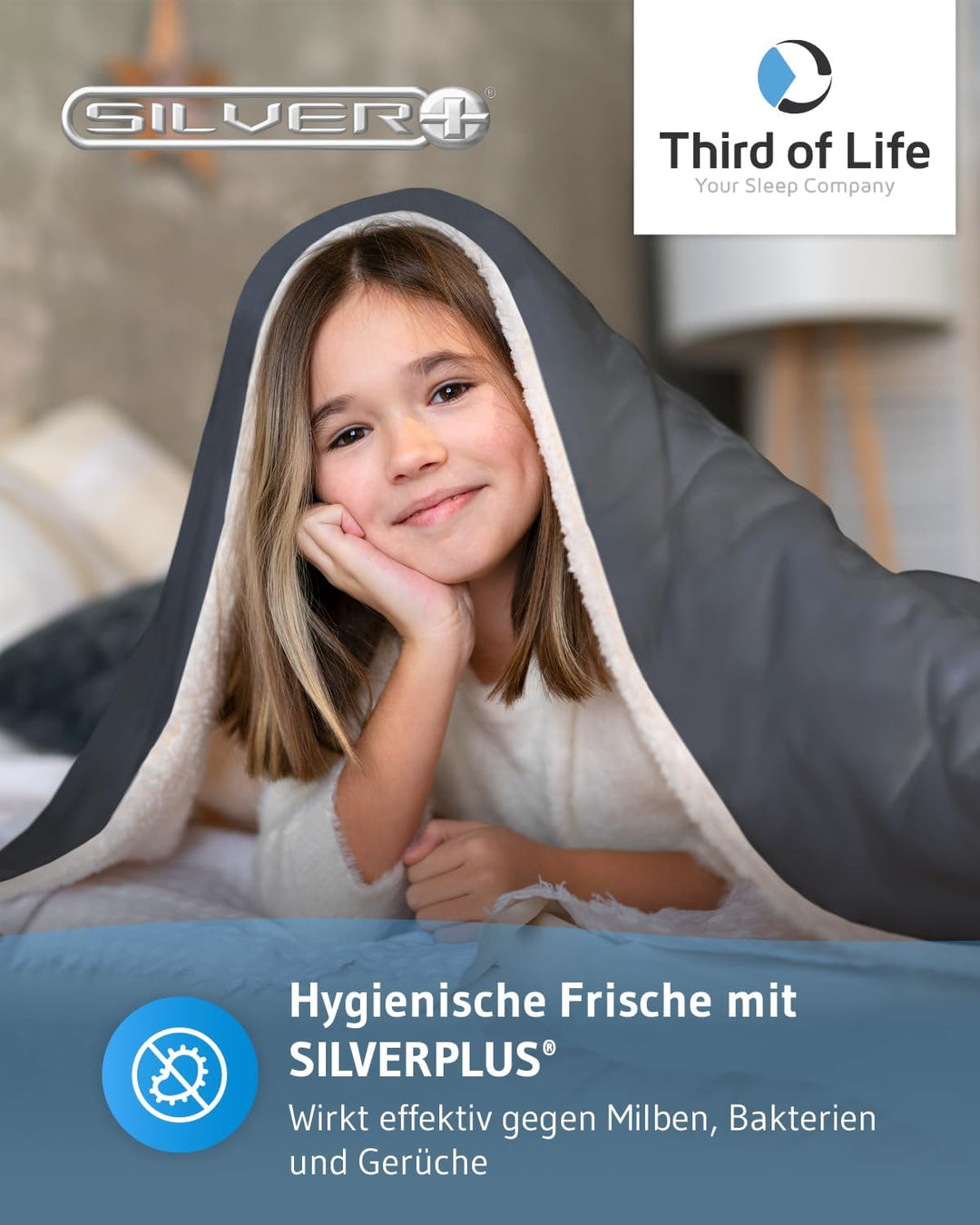 Kinder-Kuscheldecke 130x150 KAMI Sherpa dunkelgrau, Flauschig & weich, Kleine Tagesdecke für den Win