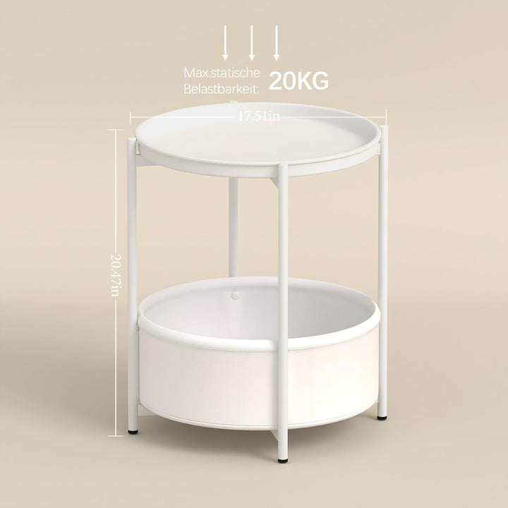 Garden 4 you Beistelltisch Rund, Sofatisch 2 Ebenen, Metall Balkontisch, Kleiner Tisch, Couchtisch m