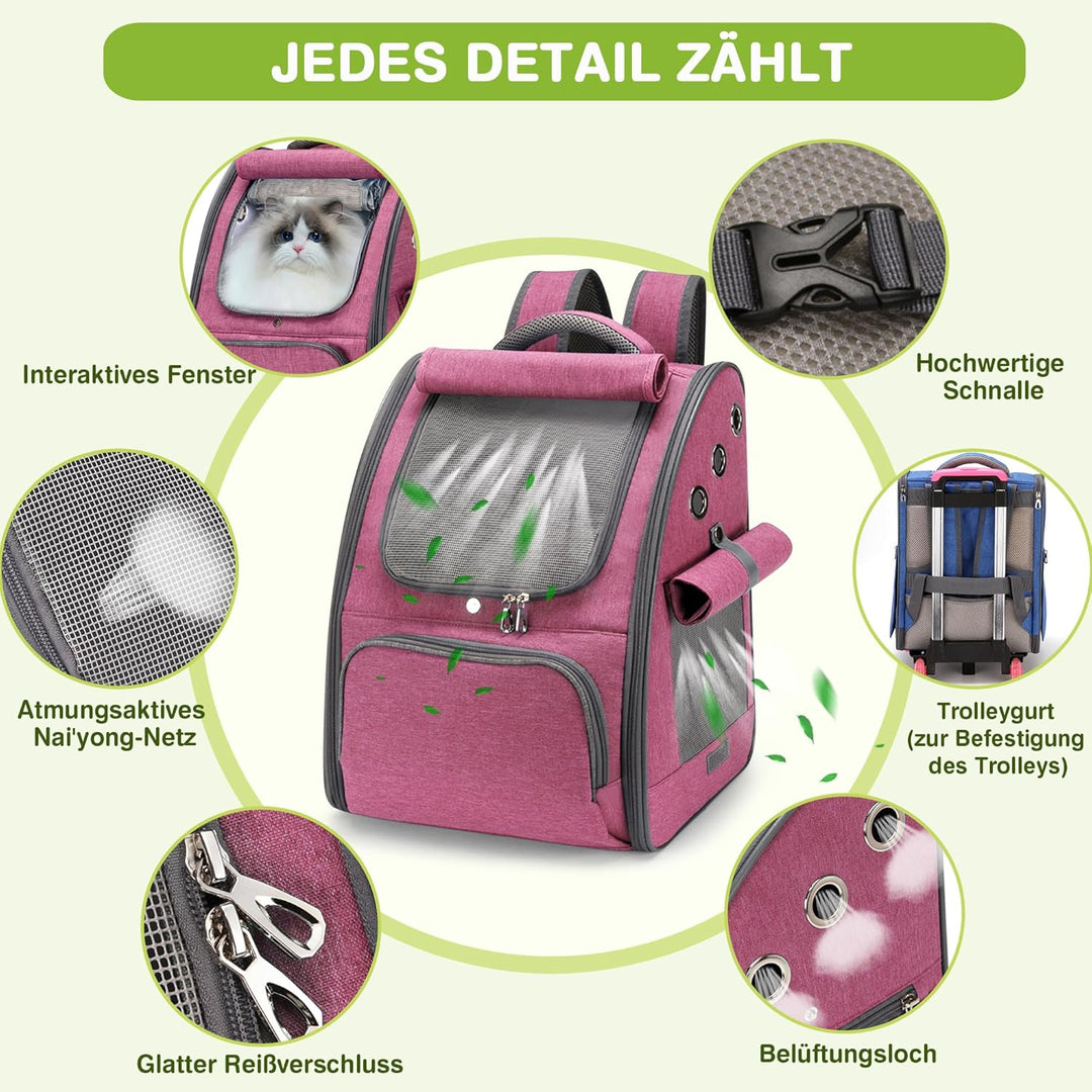 ALLSOPETS Katzenrucksack, Faltbarer Atmungsaktiver Hunderucksack mit Sonnenschutz für Klein Hunde un