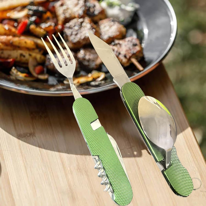 Hiwalker 6 in 1 Edelstahl Klapp besteck Camping besteck Set Outdoor Reise Besteck Kit Abnehmbare Ges