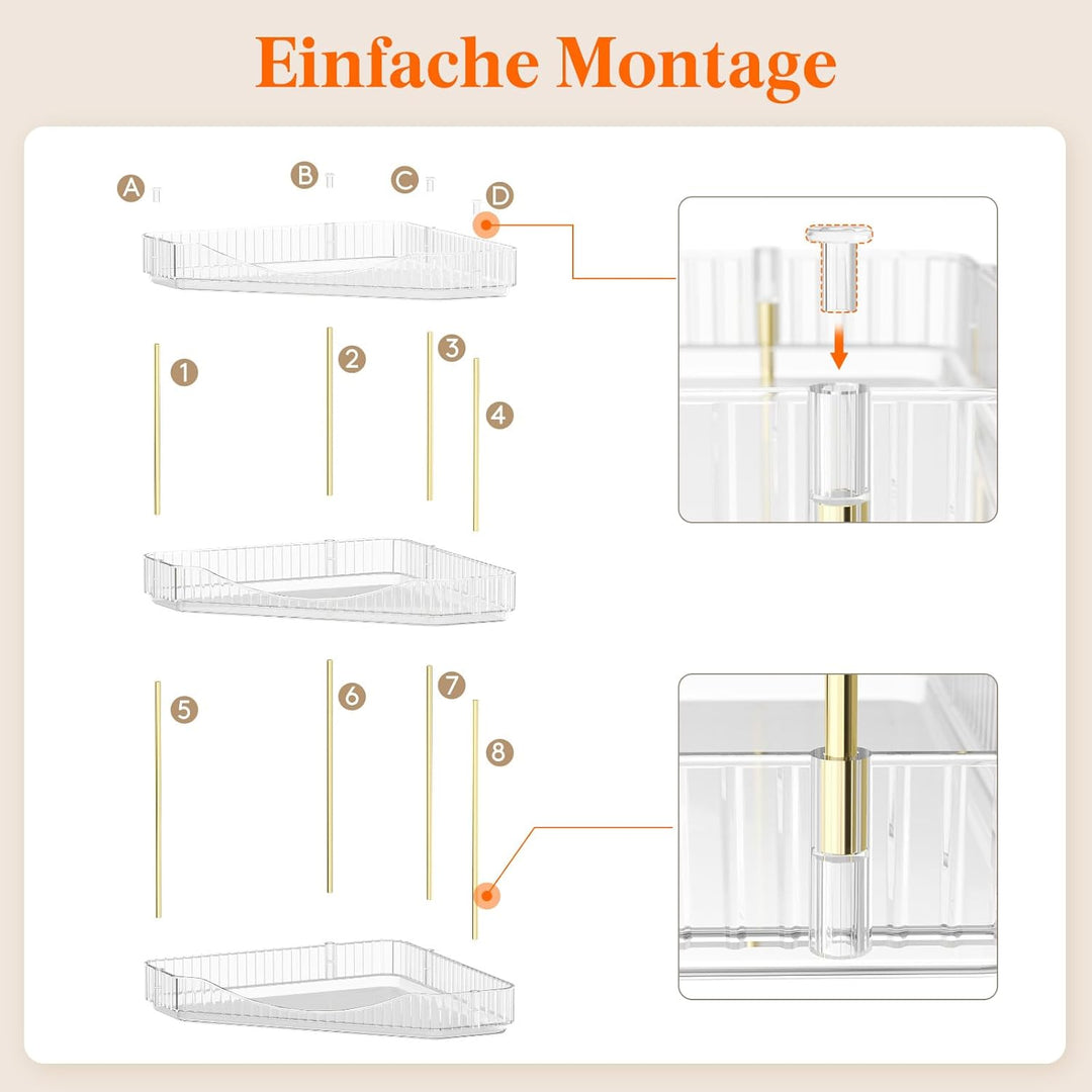 Lifewit Make Up Organizer, 3 Stufen Schminktisch Organizer, Stabil Eck-Mehrzweck-Regal für Parfüm/Ha