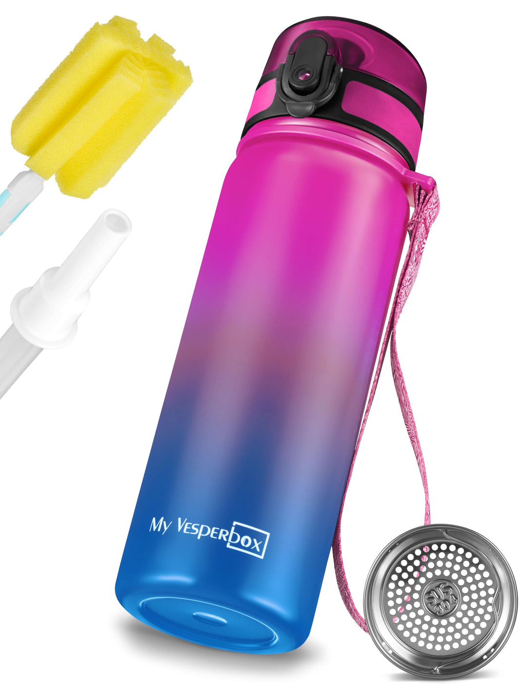 MY VESPERBOX® Edelstahl Thermosflasche Kinder [INK. STROHHALM & SIEB] - Isolierflasche für Jungen &