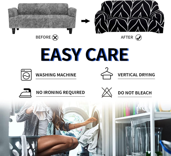 Lydevo Sofabezug 1 Sitzer Stretch Sofahusse Elastischer Sofabezug Spandex Sofa Überzug mit 3 Kissenb