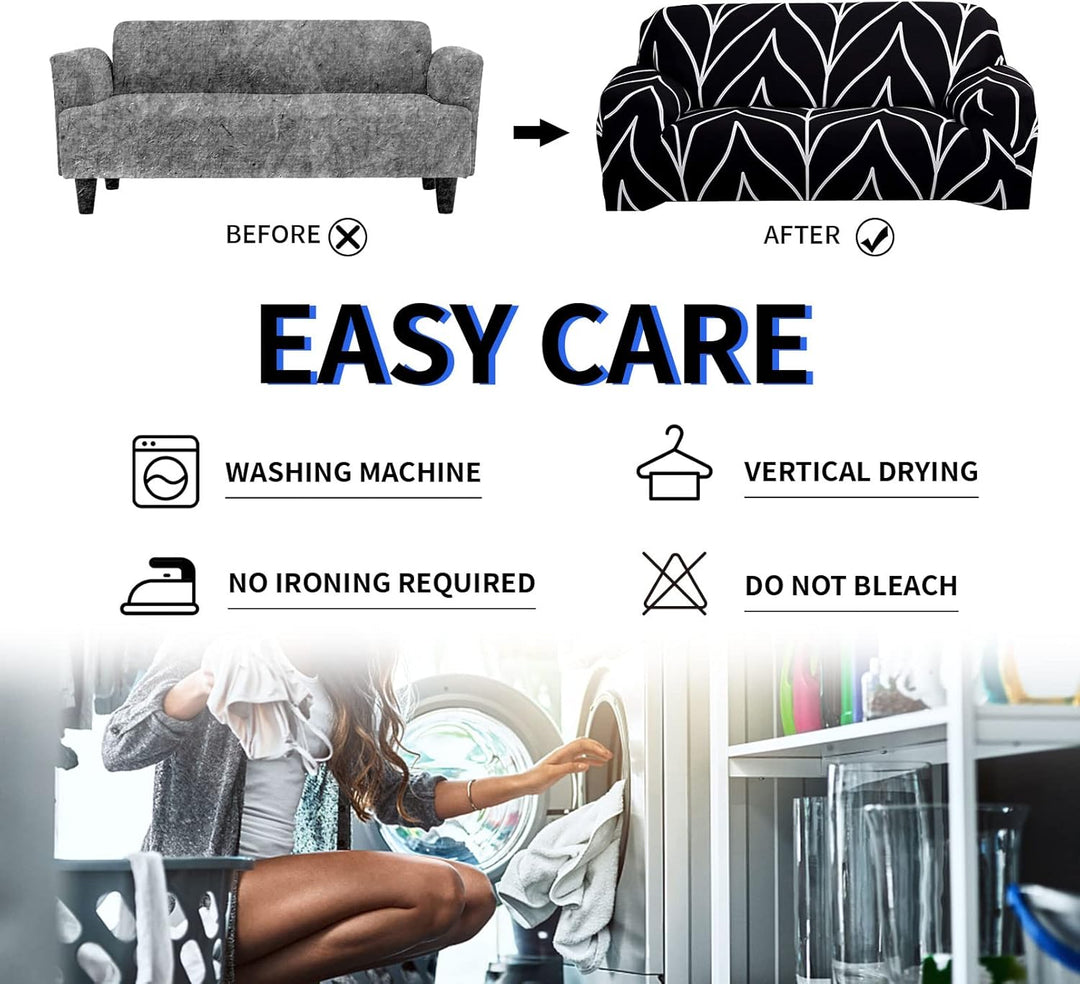 Sofabezug 1 Sitzer Stretch Sofahusse Elastischer Sofabezug Spandex Sofa Überzug mit 2 Kissenbezug An