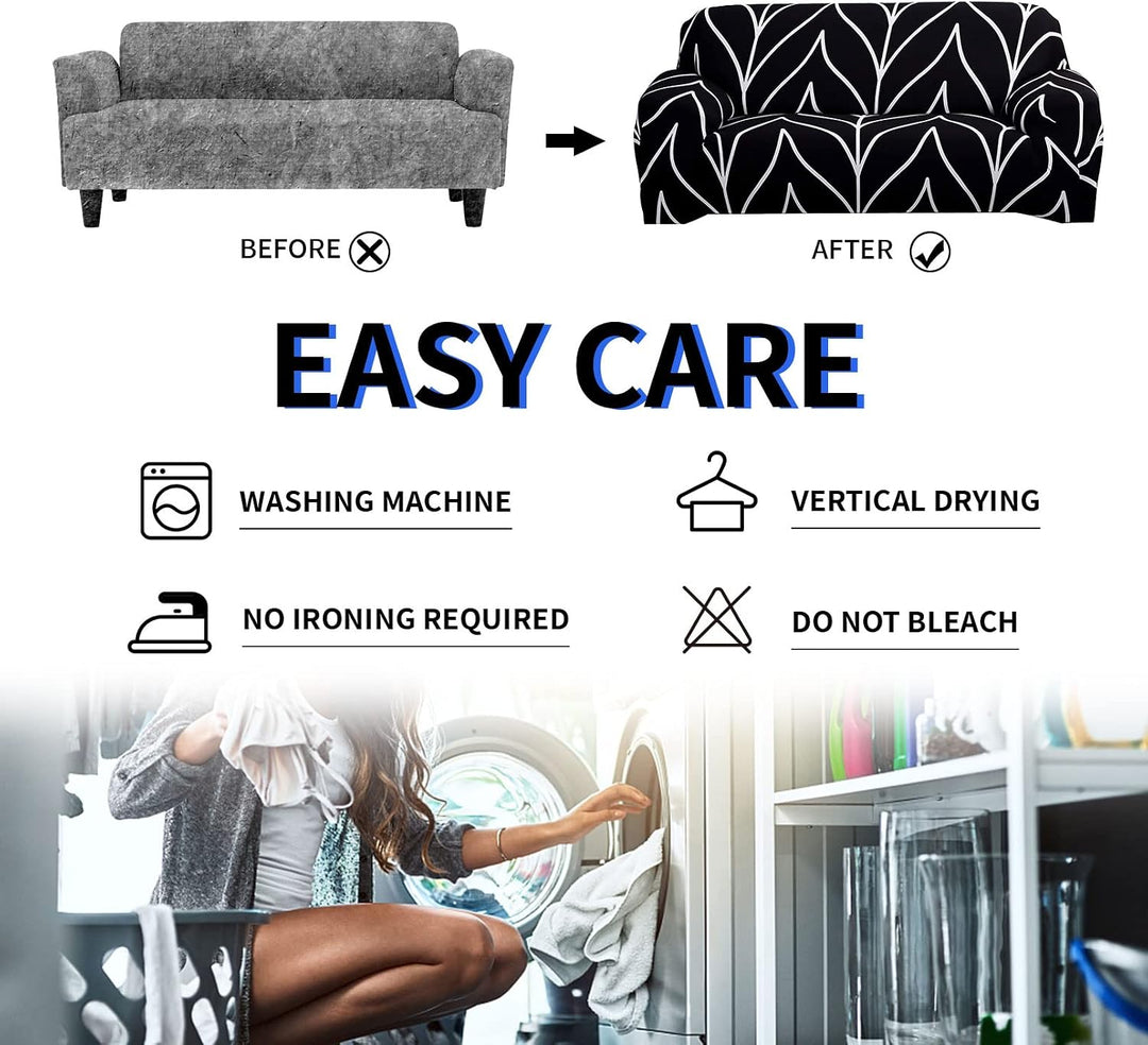 Lydevo Sofabezug 3 Sitzer Stretch Sofahusse Elastischer Sofabezug Spandex Sofa Überzug mit 2 Kissenb