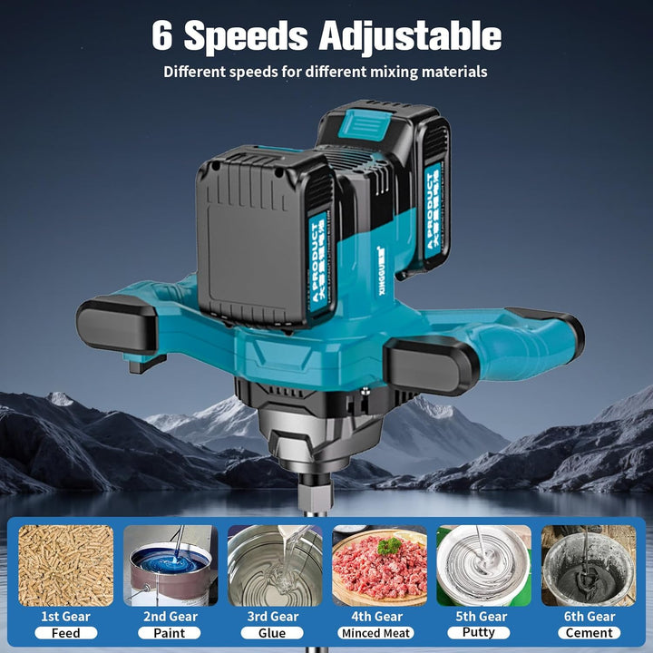 Akku Farbmörtelrührer Kompatibel mit Makita 18V Batterie, Betonmischer, 3200W Rührwerk Mörtelrührer