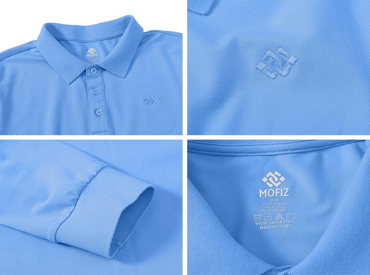 MoFiz Herren Poloshirt Langarm Baumwolle Polohemd Freizeit Polo Golf Wintershirts mit Kragen S Himme