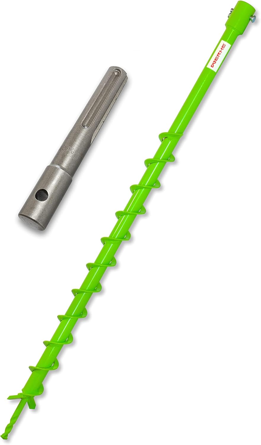 WERHE® Profi Bohrer VollStahl, Erdbohrer für bohrmaschine 40 mm extrem robust mit SDS Max Adapter -
