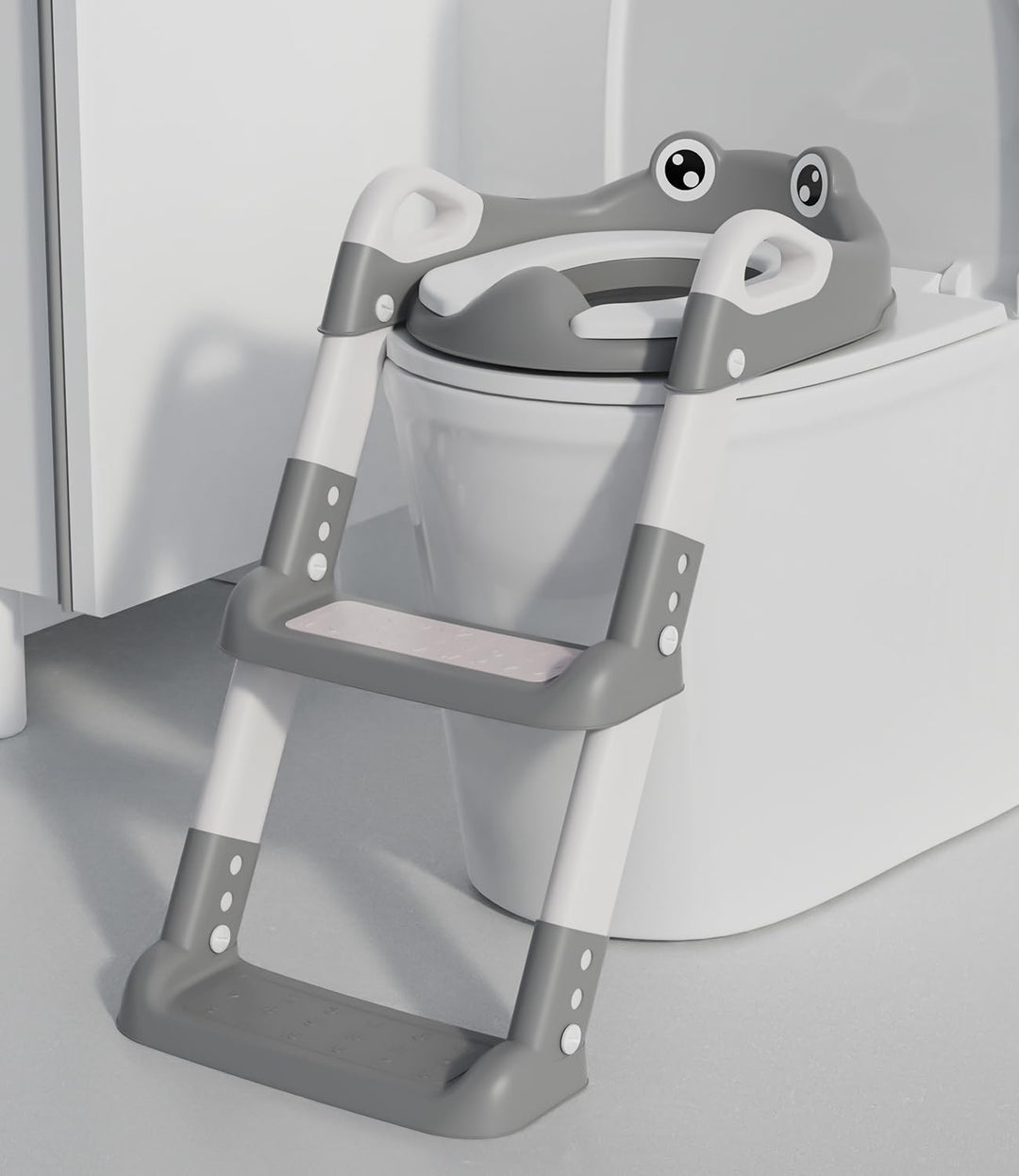 Toilettensitz Kinder mit Treppe, Toilettentrainer für Kinder, WC Sitz mit PU Gepolsterter, Höhenvers