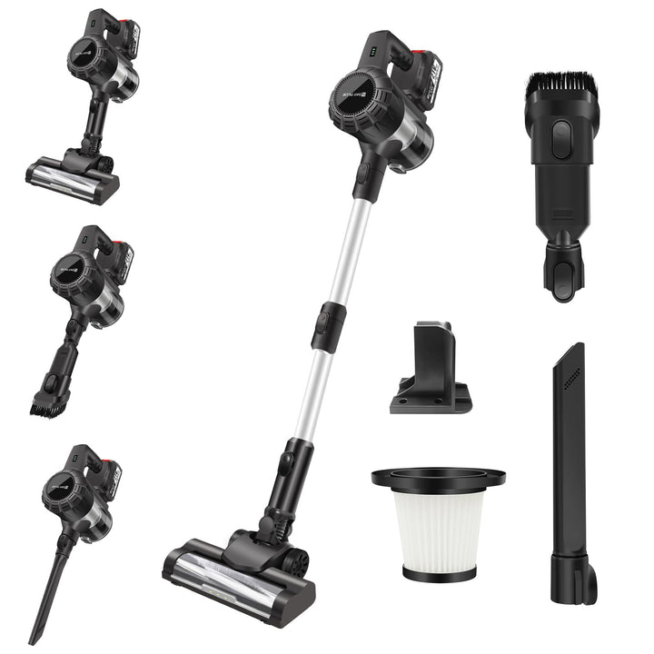 DayPlus 500W Akku Staubsauger Kabellos mit 1 x 3.0Ah Batteria, 15000Pa Handstaubsauger mit Rotierend