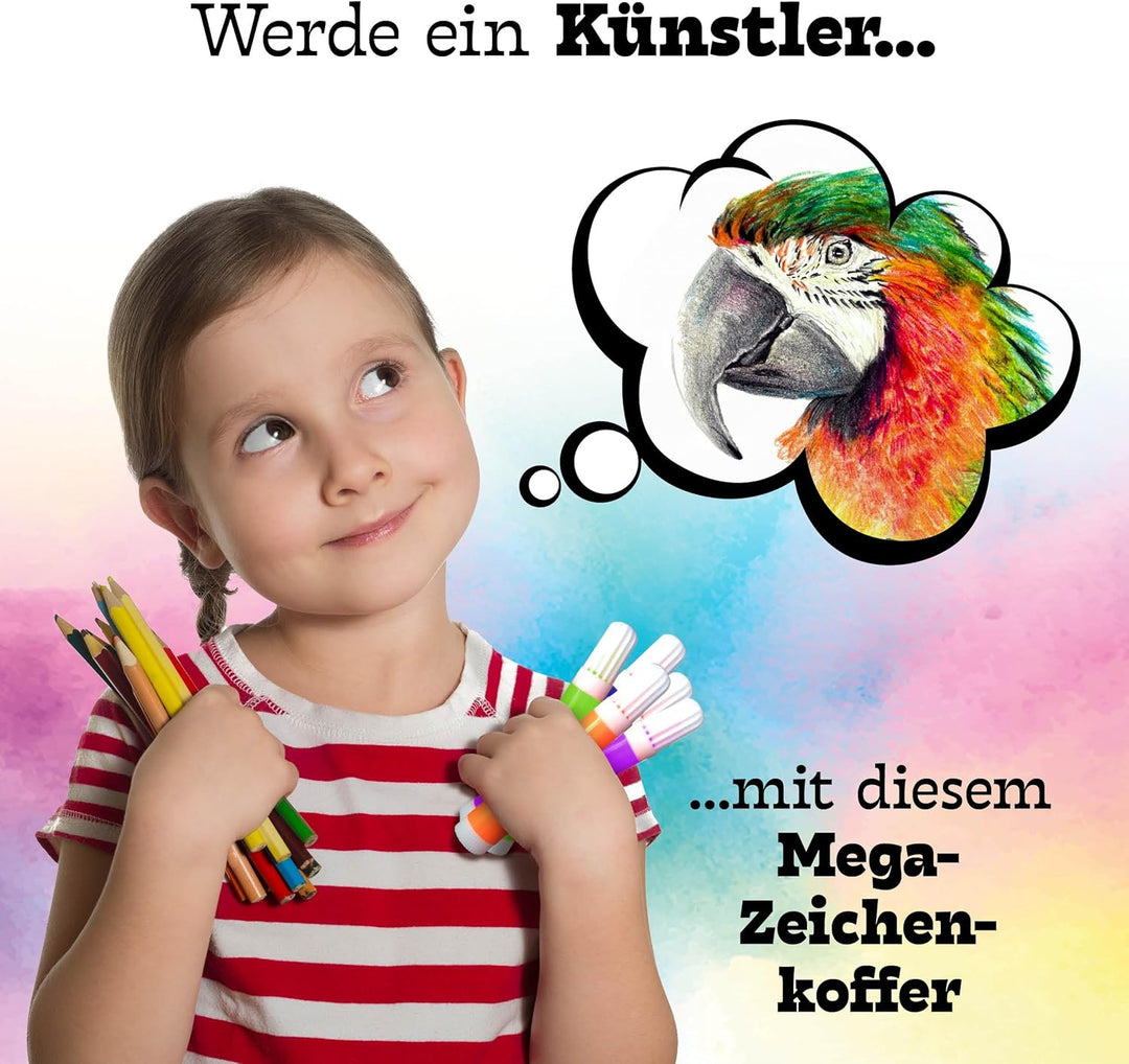 Grafix Malset für Kinder 86 Stück Malkoffer Malerei Set - Buntstifte, Filzstifte, Wachsmalstifte, Wa