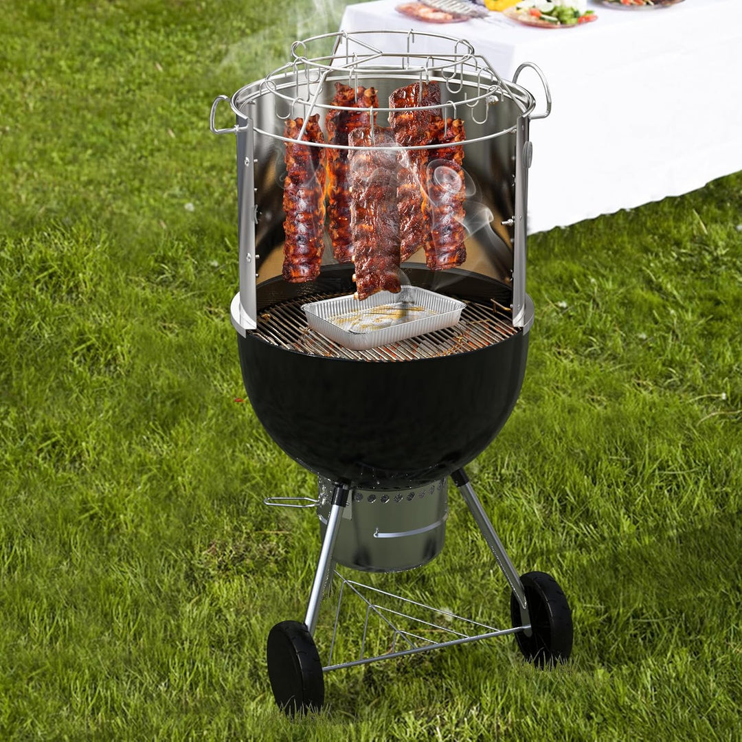 Onlyfire BRK-6115 Edelstahl Räucherkammer Mittelkochsystem für Weber 47 cm Kugel-Holzkohlegrill (Rin