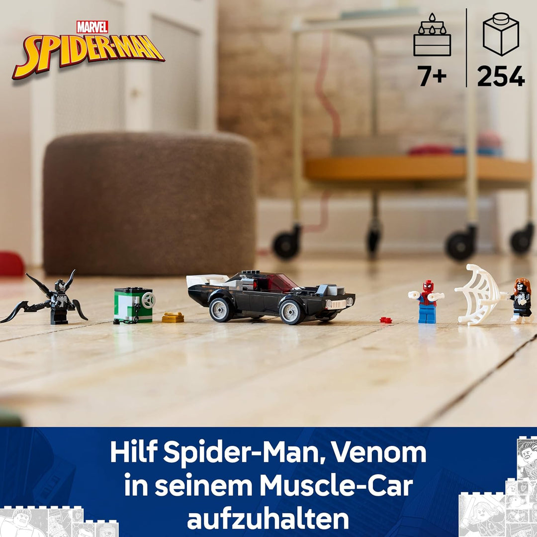 LEGO | Marvel Spider-Man Mech vs. Venom Muscle Car - Auto Spielzeug mit 3 Superhelden Minifiguren -