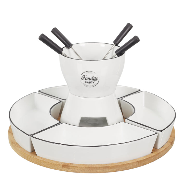 COOK CONCEPT KA4602 Fondue Set mit Halterung aus Bambus für 4 und P4 Küche, speziell für Herd, Planc