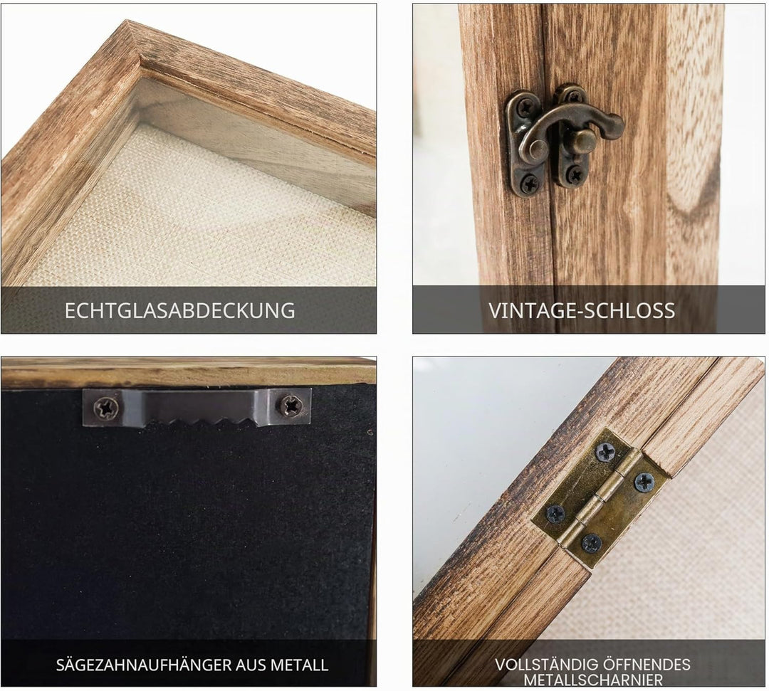 GraduatePro 3D Bilderrahmen zum Befüllen Glasscheibe Holz Box für Objektrahmen DIY Tiefer Rahmen Fot