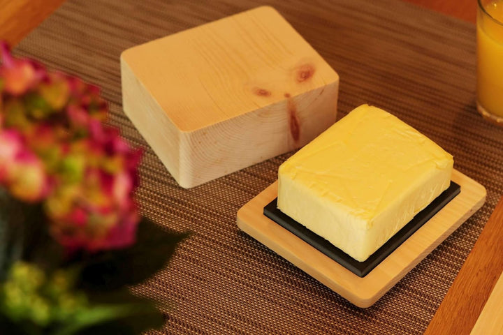 Dekobox Butterdose aus Zirbenholz inkl. Schieferplatte - Made in