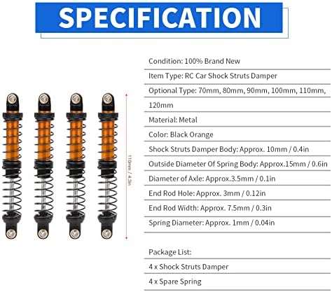 RC Stossdämpfer Dämpfer, RC Ersatzteile 70 mm-120 mm Metall Fernbedienungs Fahrzeugöl Federungs Stos