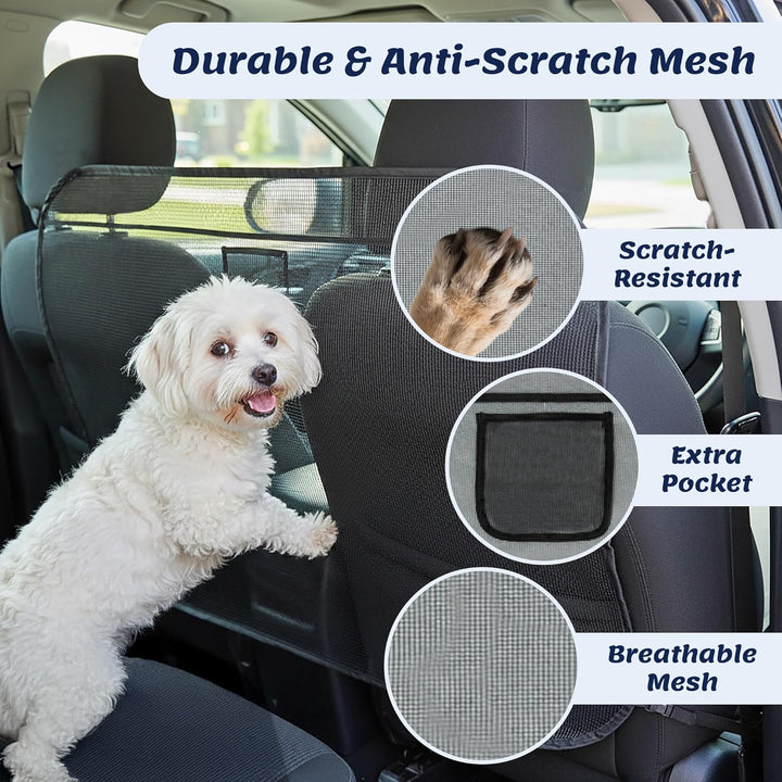 Hundegitter für Auto Kofferraum & Rücksitz – Universelle Faltbare Hundebarriere mit Tasche & transpa