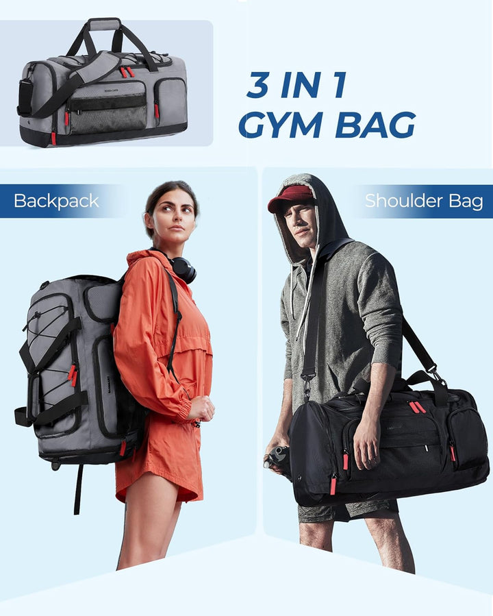 BAGSMART Sporttasche Damen und Herren, Sporttasche mit Schuhfach und Nassfach wasserdichte Gym Bag R