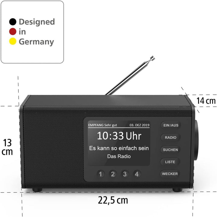 Hama DAB Radio mit DAB+/DAB und FM DR1000DE (Digitalradio mit grossem Display, Küchenradio mit einfa