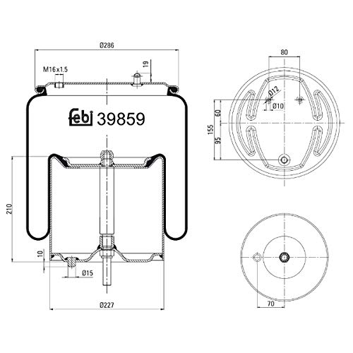 febi bilstein 39859 Luftfederbalg mit Stahlkolben und Kolbenstange , 1 Stück