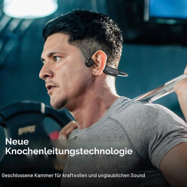 Wantek Open Ear Knochenschall Kopfhörer Bluetooth 5.3, Kabellos IP68 Wasserdicht mit Lange Akkulaufz