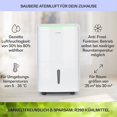 Klarstein Luftentfeuchter & Luftreiniger Elektrisch, 30 L Raumentfeuchter Klein für Wohnung Schlafzi