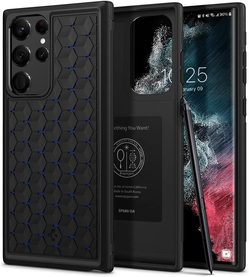 Spigen Cryo Armor Hülle Kompatibel mit Samsung Galaxy S22 Ultra -Schwarz, Schwarz