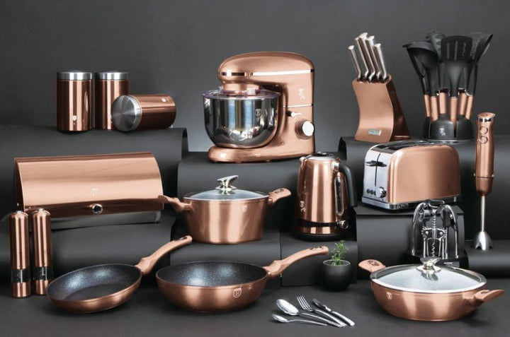 Berlinger Haus Handmixer mit Zubehör 300 W Rosegold Metallic Linie - Leistungsstarker Rührer für Kuc