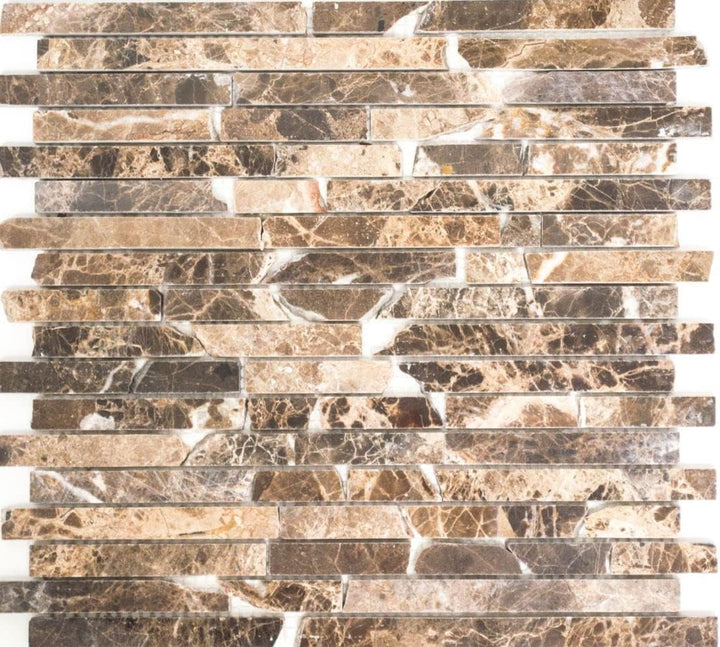 Mosaik Fliese Marmor Naturstein Brick Impala braun poliert MOS40-1306 | 10 Mosaikmatten 305x322 mm /