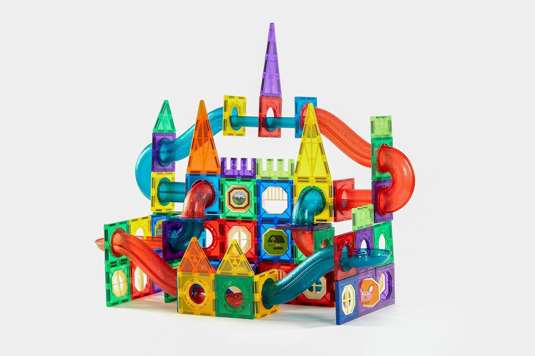 AQXONG 74 Pcs Magnetisches Bauspielzeug mit Rohren, Montessori Spielzeug für Kinder, Pädagogische Ba