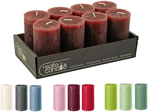 Rustikale Stumpenkerzen – 8 Stück - Wachskerzen/Rustickerzen/Adventskerzen Weihnachten (Altrot, Stan