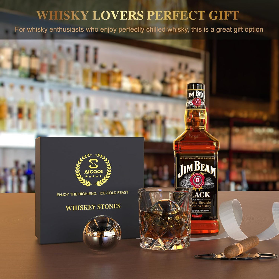 Geschenke für Männer - Eiswürfel Edelstahl Wiederverwendbare Metall Whisky Steine für Jahrestag Und