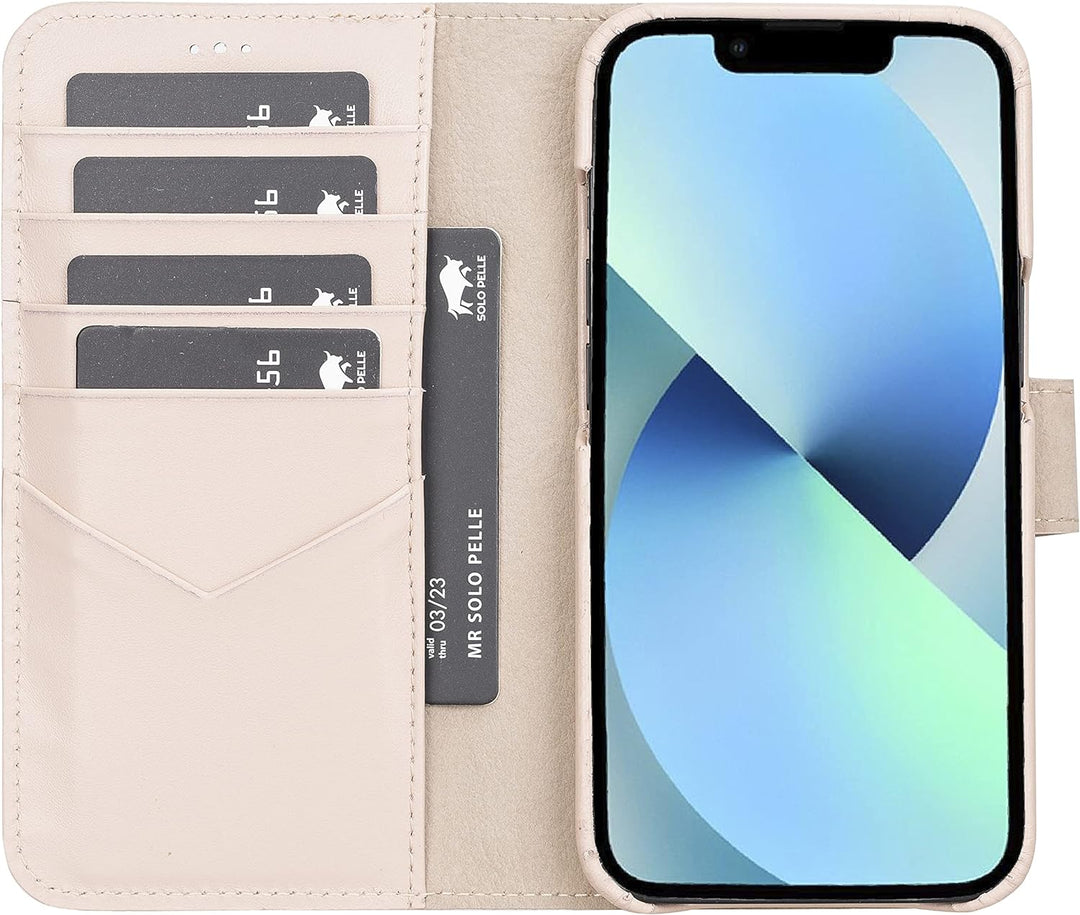 Solo Pelle Lederhülle kompatibel für iPhone 13 in 6.1 Zoll abnehmbare Hülle (2in1) inkl. Kartenfäche