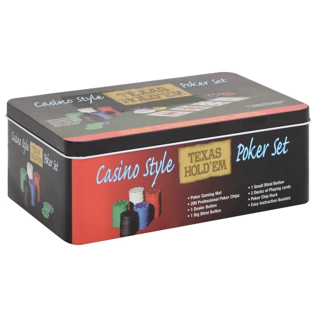 vidaXL Pokerchips Set 200 STK., Pokerkoffer mit Buttons Chips Würfeln, Pokerset Spielkarten Set mit