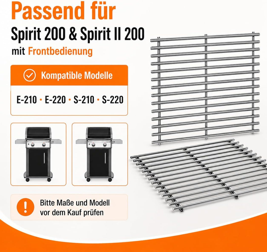 44.5 x 26cm 7637 Edelstahl Grillrost für Weber Spirit I & II E210, E220, S210, S220 (mit vorderen Br