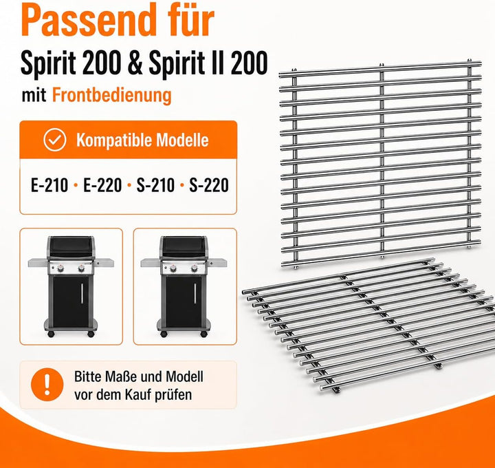 44.5 x 26cm 7637 Edelstahl Grillrost für Weber Spirit I & II E210, E220, S210, S220 (mit vorderen Br