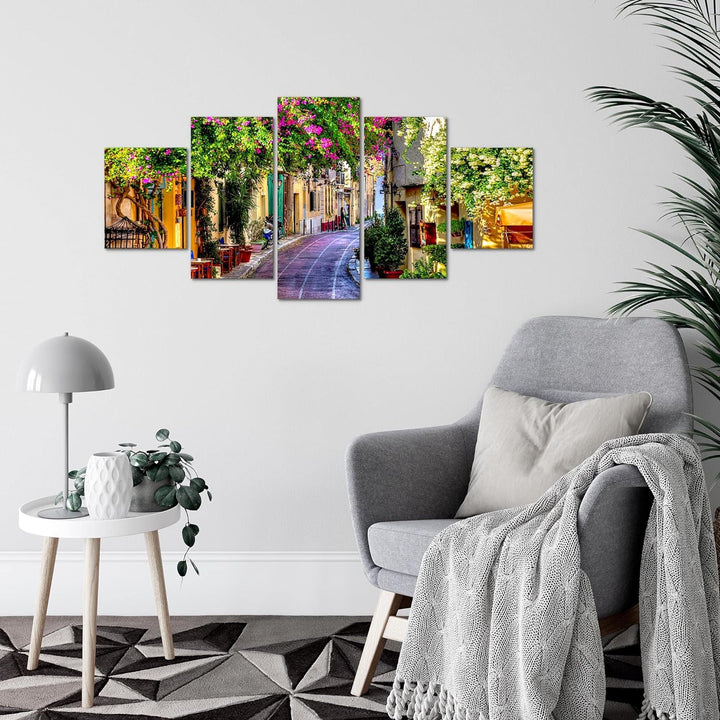 Runa Art Wandbilder Toskana Italien 5 Teilig Bild auf Vlies Leinwand Deko Wohnzimmer Schlafzimmer Na