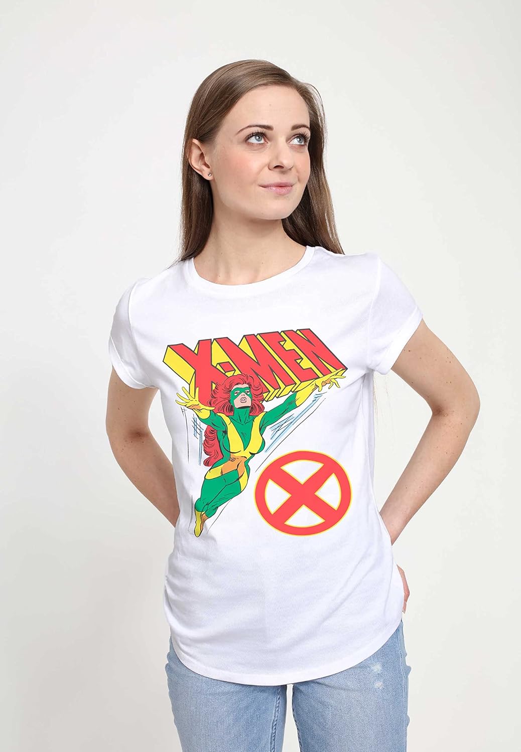 Marvel Damen X-men Grey Flight Women's Rolled Sleeve T-shirt L Weiss, L Weiss