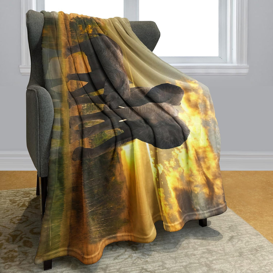 YISUMEI Decke 150x200 cm Kuscheldecken Sanft Flanell Weich Fleecedecke Bettüberwurf Mutter Elefant K