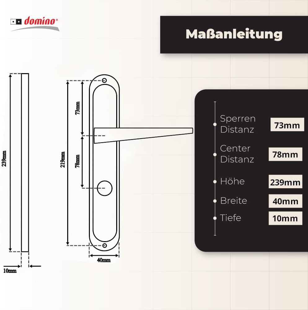 domino Türgriff 78 Drückergarnitur WC - Badezimmer Set Links & Rechts Türbeschlag für WC/Badezimmert