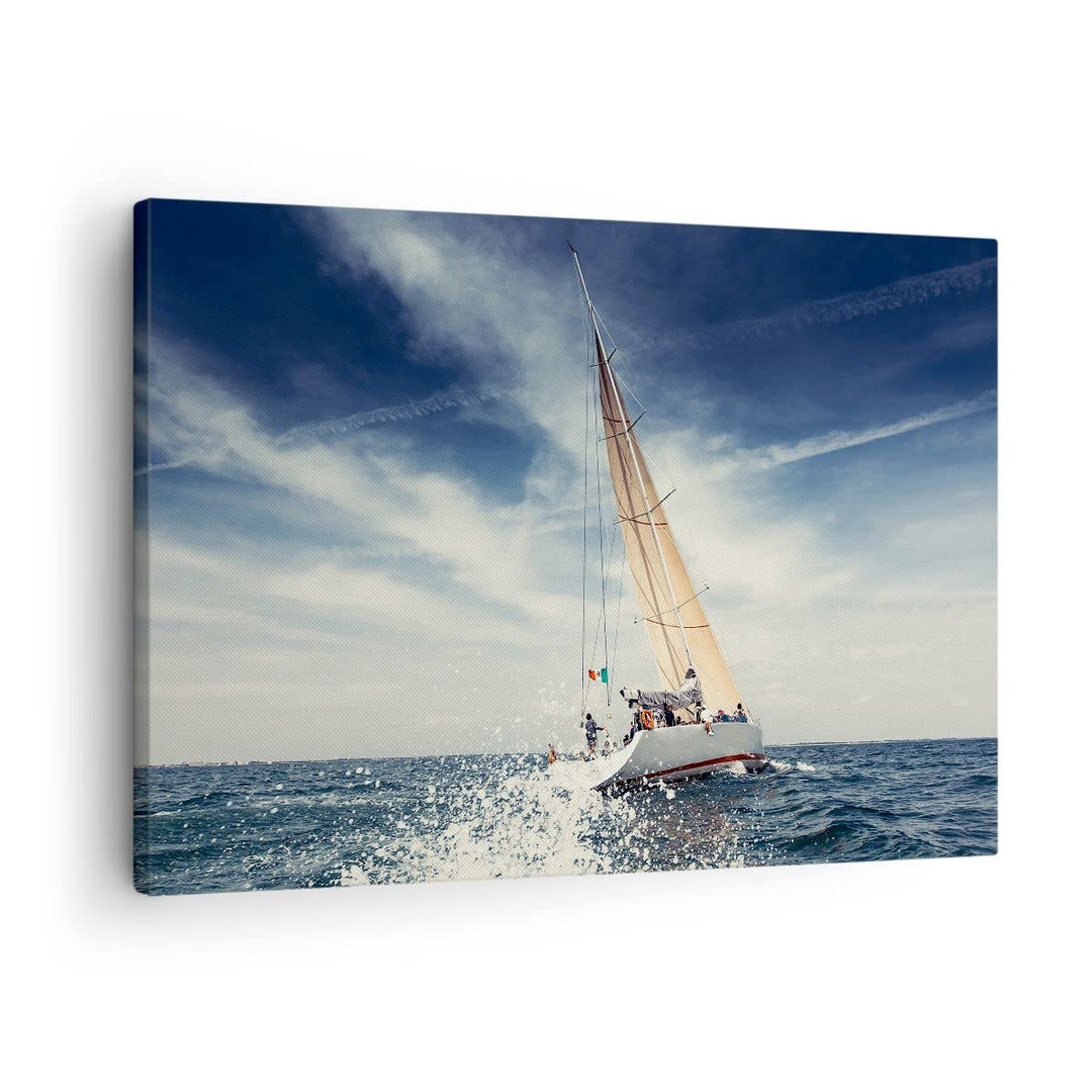 Bilder auf Leinwand Segeln Yacht Reise Leinwandbild mit Rahmen 70x50cm Wandbilder Dekoration Wohnzim