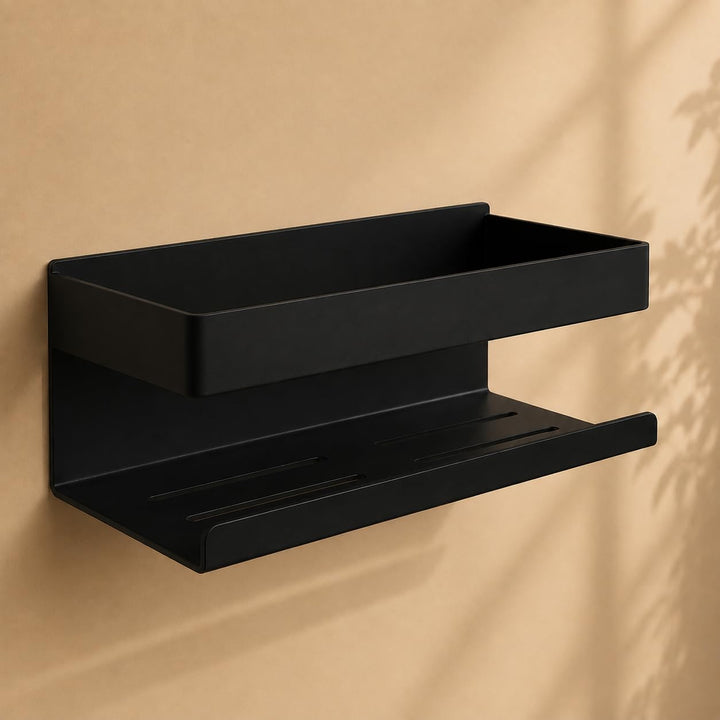 Duschablage selbstklebend Edelstahl matt schwarz 23x10x8cm, Matt Schwarz