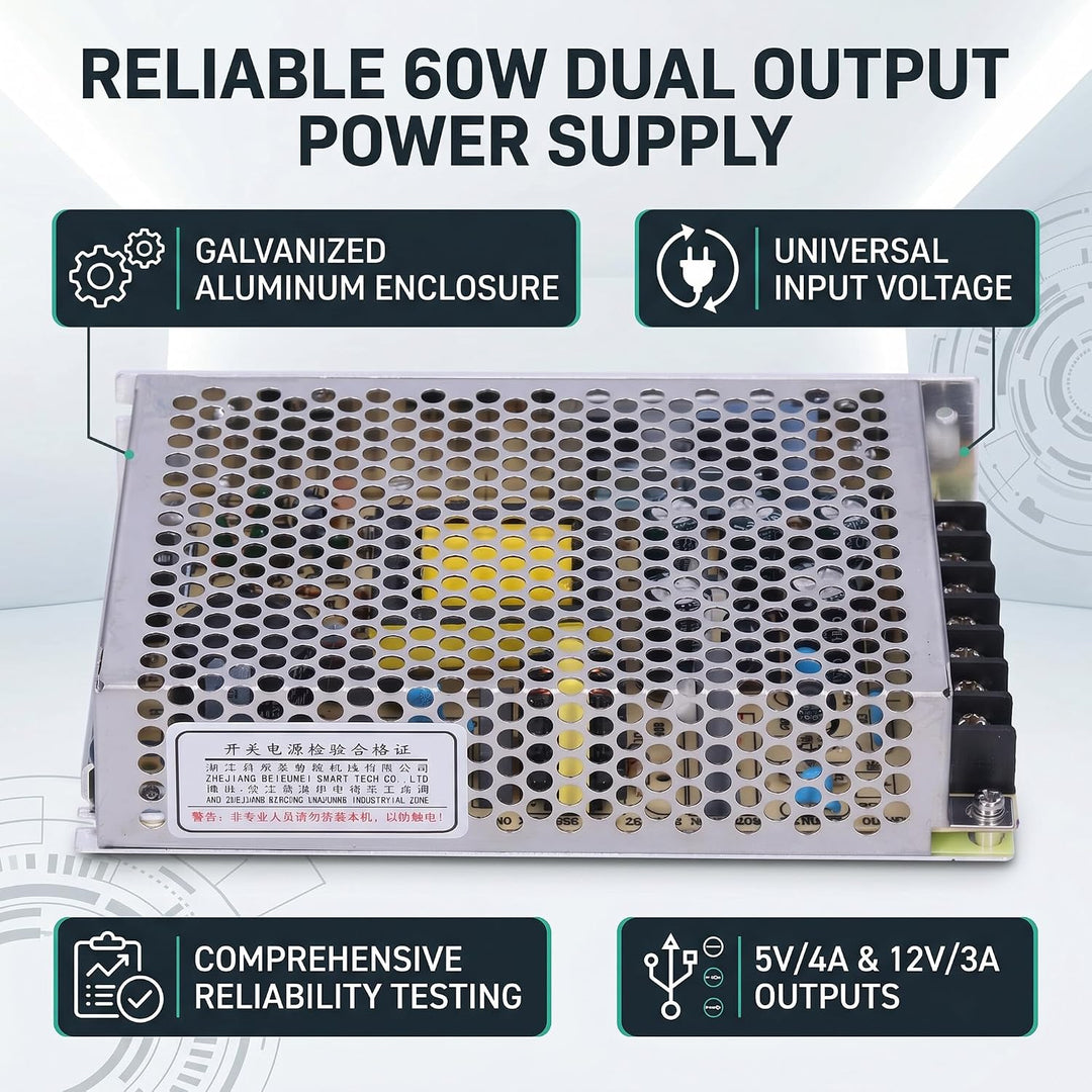 D-60A LED-Schaltnetzteil Universelles Geregeltes Schaltnetzteil Doppelausgang DC 5V / 4A 12V / 3A Ei