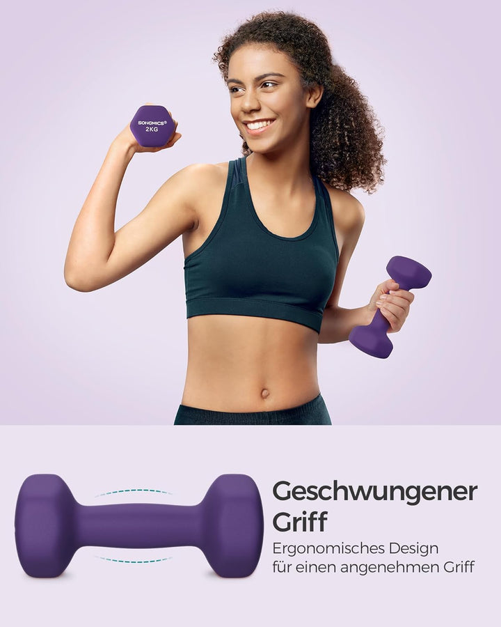 SONGMICS Hanteln, 2er Set,Hantelset, Kurzhanteln, Hexagon, Neopren-Beschichtung, Krafttraining, Work