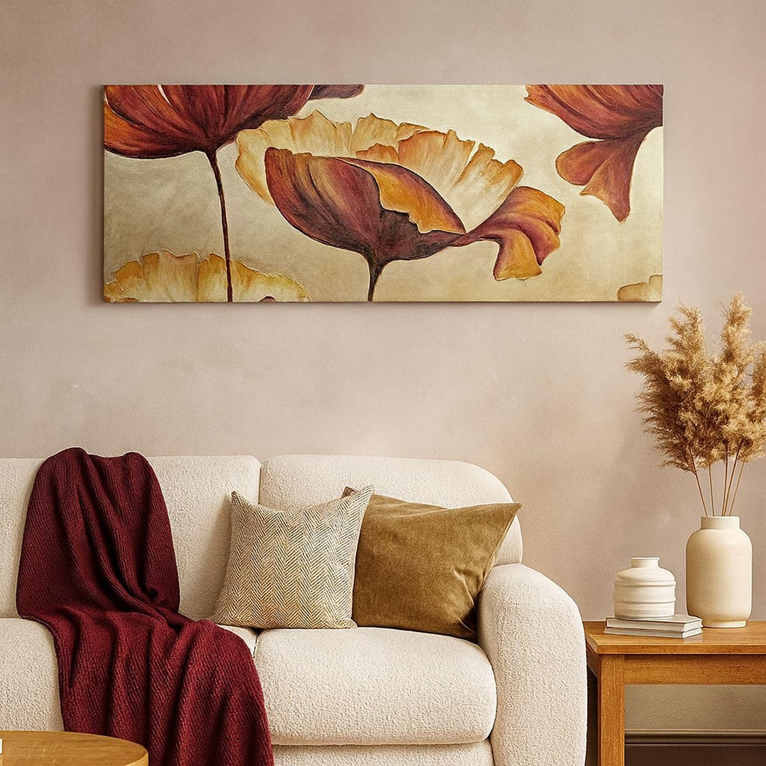 Wandbilder Dekoration Wohnzimmer Mohn Blume Wiese Panorama Bilder auf Leinwand 120x50cm Leinwandbild