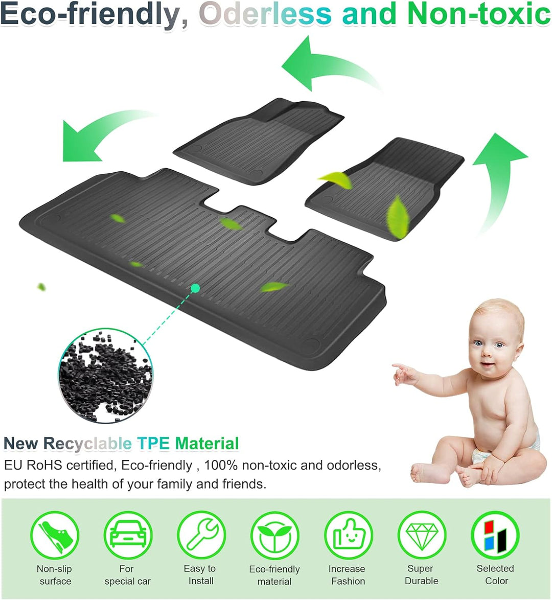 GAFAT Tesla Model Y 2024 2023-2021 Fussmatten, Tesla OEM-Original Model Y Fussmatten Gummimatten, TP