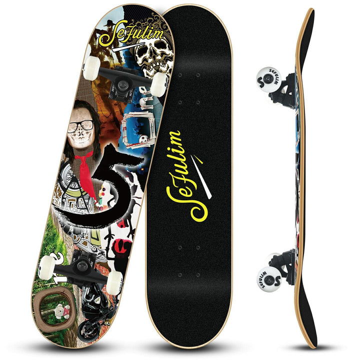Sefulim Skateboard Adult Komplettboard 31 x 8 Zoll£¬ mit ABEC-7 Kugellager 7 Layer Ahorn f¨¹r Anf?ng